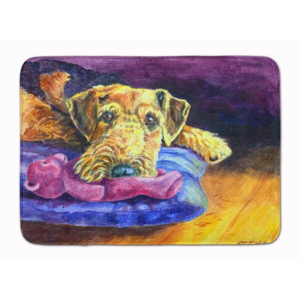 Carolines Treasures Airedale Terrier Teddy Bear Machine Washable Memory Foam Mat 7345RUG - main